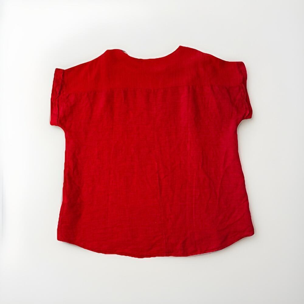 SAIPH LAB Blouse Top Shirt Boho Linen Poppy Red Plus Size 2X Lagenlook Peasant - Picture 2 of 12